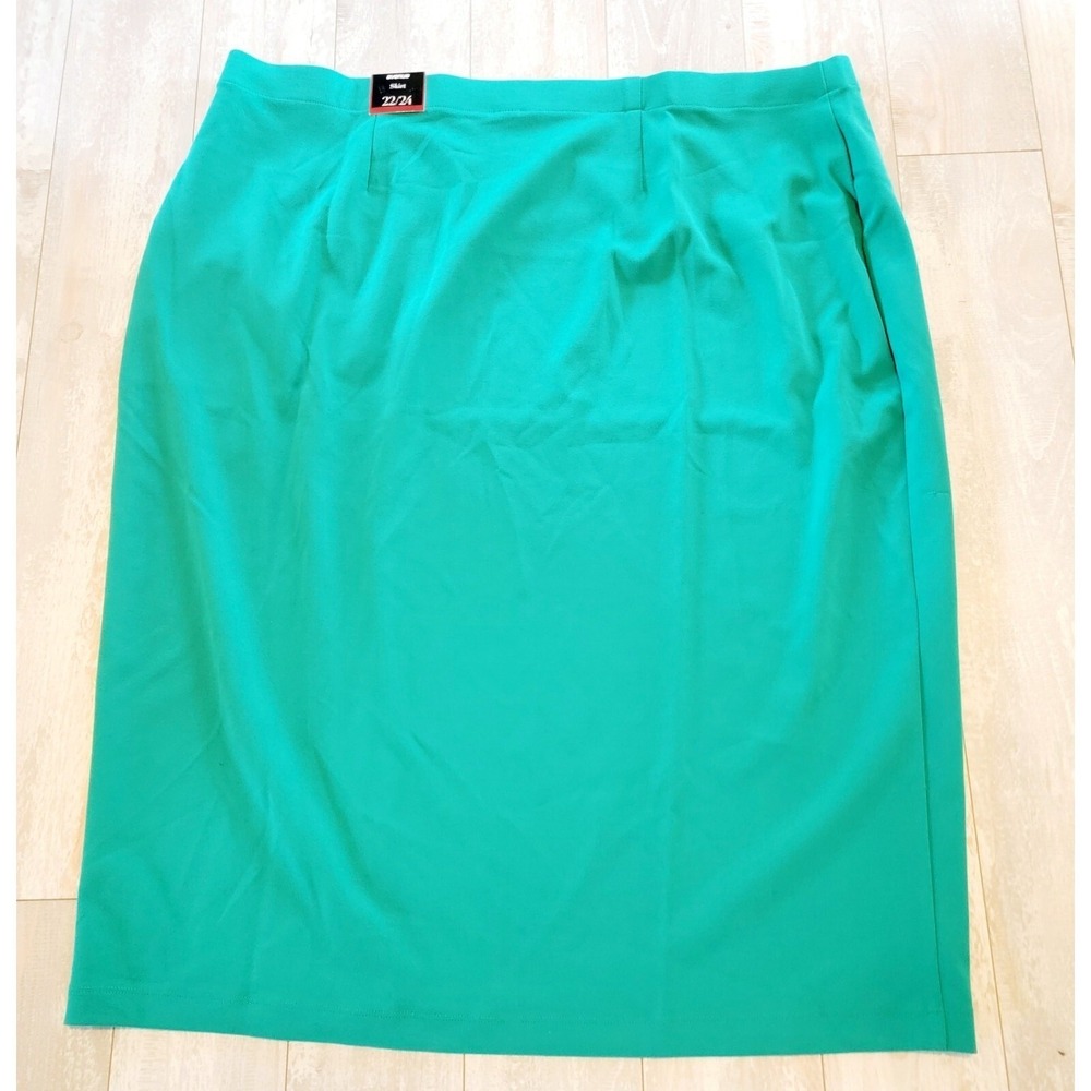 Avenue 22/24 Plus Size Green Pencil Skirt Front Slit Knee‎ Length 2X Bodycon NWT - Picture 5 of 12